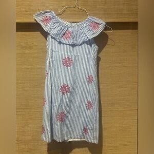 Crown & Ivy Blue and White Off the Shoulder Sundress